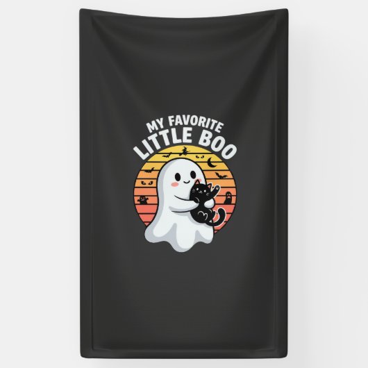 Halloween-Geist Katze Little Boo Banner (Vertikal)