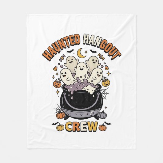 Halloween-Geist-Kürbis-Crew Fleecedecke (Vorderseite)