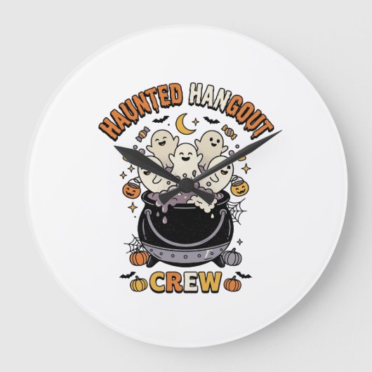 Halloween-Geist-Kürbis-Crew Große Wanduhr (Vorderseite)