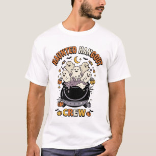 Halloween-Geist-Kürbis-Crew T-Shirt