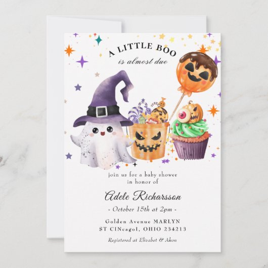 Halloween-Geist-Kürbis-Cupcake Einladung (Vorderseite)