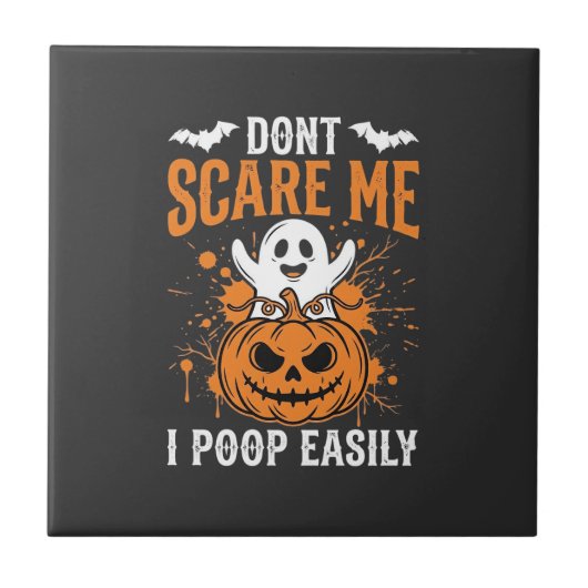 Halloween-Geist-Kürbis-Design 'Erschreck mich nich Fliese (Vorderseite)