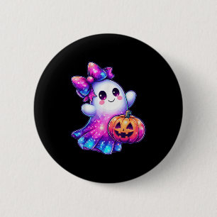 Halloween-Geist-Kürbis-Galaxie-Farben Süß Gruselig Button