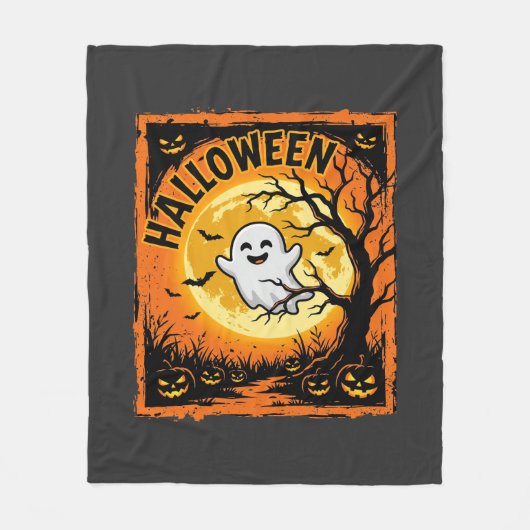 Halloween-Geist-Kürbis-Verlassener Baum Fleecedecke (Vorderseite)
