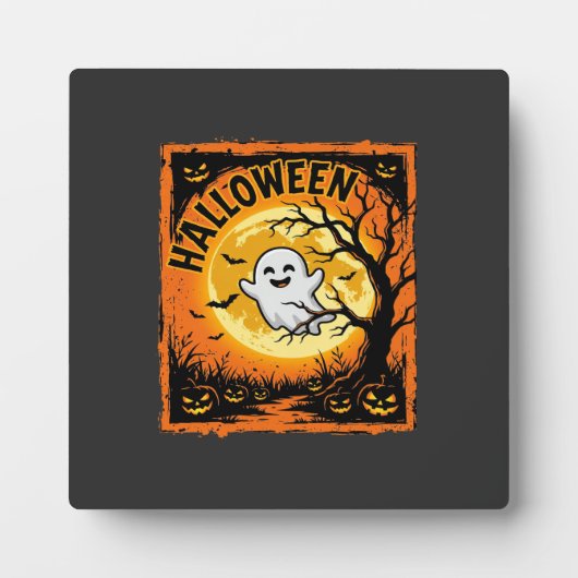 Halloween-Geist-Kürbis-Verlassener Baum Fotoplatte (Vorderseite)