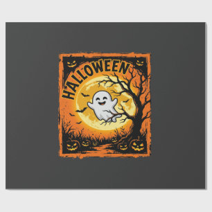 Halloween-Geist-Kürbis-verlassener Baum Geschenkpapier