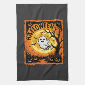 Halloween-Geist-Kürbis-Verlassener-Baum Geschirrtuch (Vertikal)