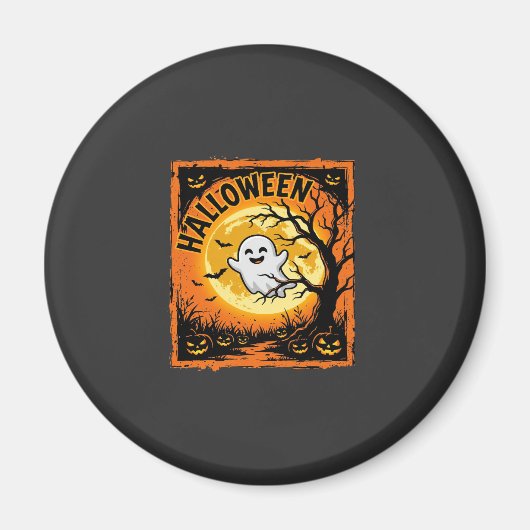 Halloween-Geist-Kürbis-Verlassener-Baum Magnet (Vorne)