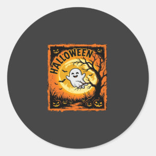 Halloween-Geist-Kürbis-Verlassener Baum Runder Aufkleber