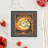 Halloween-Geist-Kürbis-Verlassener-Baum Serviette (Beispiel)