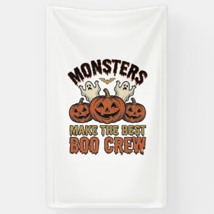 Halloween-Geist-Kürbis-Vintage-Stich Funny Te Banner