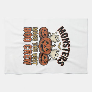 Halloween-Geist-Kürbis-Vintage-Stickerei-Lustiges Geschirrtuch