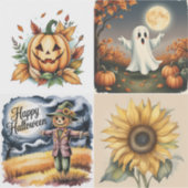 Halloween, Geist, Kürbislaterne, Vogelscheuche, Aufkleber (Vorderseite)