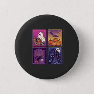 Halloween-Geist-Kürbisse Schwarze Katze Spukhaus B Button