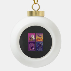 Halloween-Geist-Kürbisse Schwarze Katze Spukhaus B Keramik Kugel-Ornament