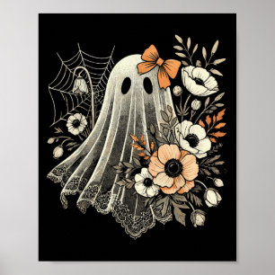 Halloween-Geist mit Blumen Vintage  Poster