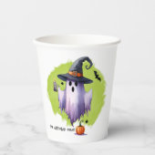 HALLOWEEN Geist Mit Einem Hexenhut Und Einem Kürbi Pappbecher (Vorderseite)