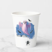 HALLOWEEN-Geist mit einer Spinne Pappbecher (Vorderseite)
