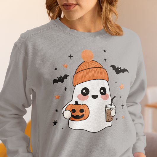Halloween-Geist mit Eiskaffee Sweatshirt