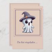 Halloween: Geist mit Hut - Einladung (Vorne/Hinten)
