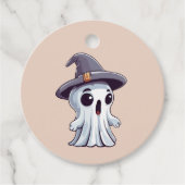 Halloween: Geist mit Hut - Geschenkanhänger (Vorderseite)