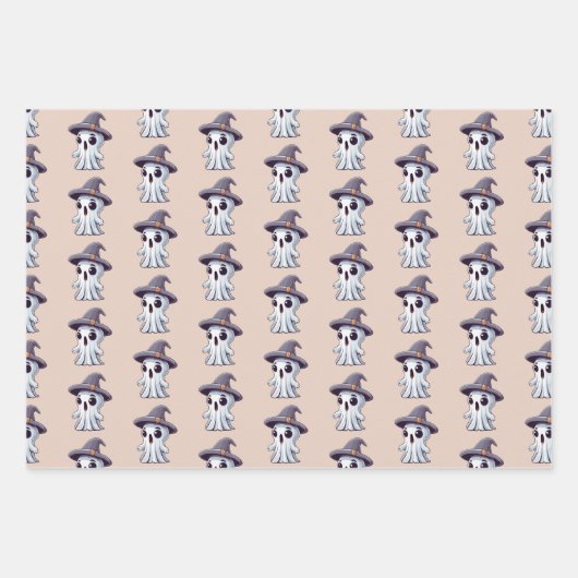 Halloween: Geist mit Hut - Geschenkpapier Set (Vorderseite)