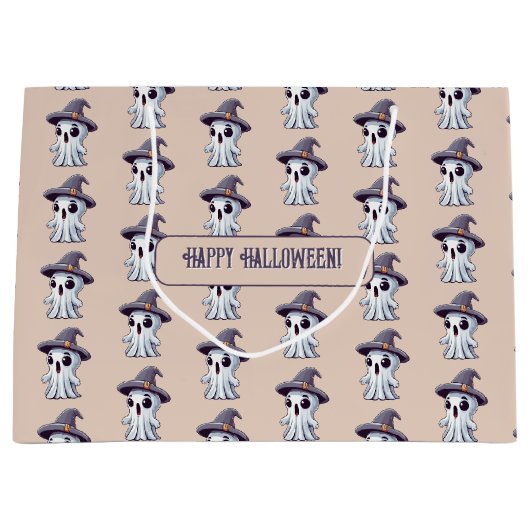Halloween: Geist mit Hut -  Große Geschenktüte (Vorderseite)