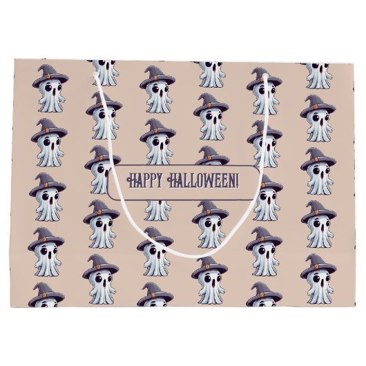 Halloween: Geist mit Hut -  Große Geschenktüte (Rückseite)