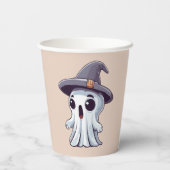 Halloween: Geist mit Hut - Pappbecher (Rückseite)