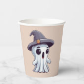 Halloween: Geist mit Hut - Pappbecher (Vorderseite)