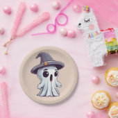 Halloween: Geist mit Hut - Pappteller (Party)