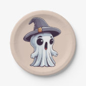 Halloween: Geist mit Hut - Pappteller (Vorderseite)
