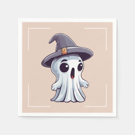 Halloween: Geist mit Hut - Serviette (Vorderseite)