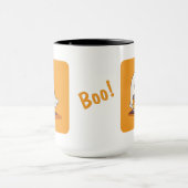 Halloween Geist mit Kaffeetasse und Boo! (Zentrum)
