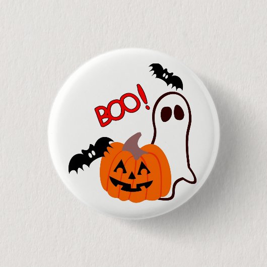 Halloween Geist mit Kürbis Button (Vorderseite)