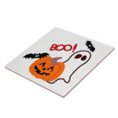 Halloween-Geist mit Kürbis Fliese (Seite)