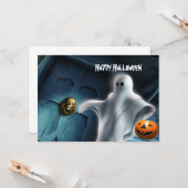 Halloween Geist mit Kürbis Karte (Vorderseite/Rückseite Beispiel)