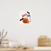 Halloween Geist mit Kürbis Poster (Küche)