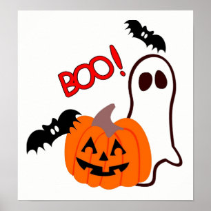 Halloween Geist mit Kürbis Poster
