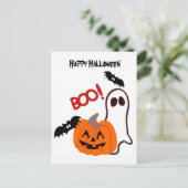 Halloween Geist mit Kürbis Postkarte (Stehend Vorderseite)