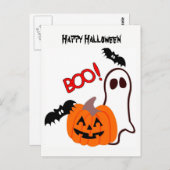 Halloween Geist mit Kürbis Postkarte (Vorne/Hinten)