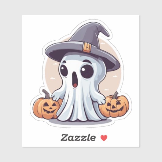 Halloween: Geist mit Kürbissen -  Aufkleber (Blatt)