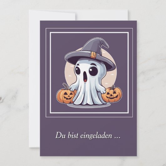 Halloween: Geist mit Kürbissen - Einladung (Vorderseite)