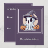 Halloween: Geist mit Kürbissen - Einladung (Vorne/Hinten)
