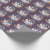 Halloween: Geist mit Kürbissen -  Geschenkpapier (Ecke)