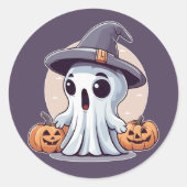 Halloween: Geist mit Kürbissen - Runder Aufkleber (Vorderseite)