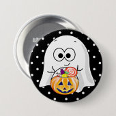 Halloween-Geist mit Pumpkin-Kerzenschussknopf Button (Vorne & Hinten)