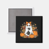 Halloween-Geist mit schwarzer Katze Groovy Floral Magnet (Vorderseite/Rückseite)
