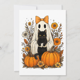 Halloween-Geist mit schwarzer Katze  Save The Date