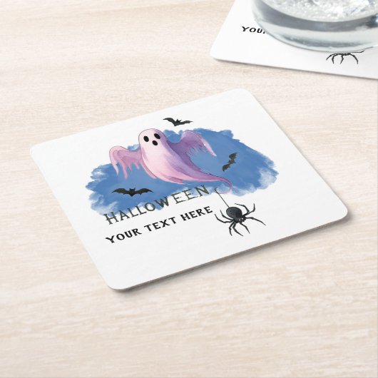 HALLOWEEN-Geist mit Spinne Rechteckiger Pappuntersetzer (angewinkelt)